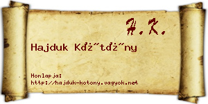 Hajduk Kötöny névjegykártya